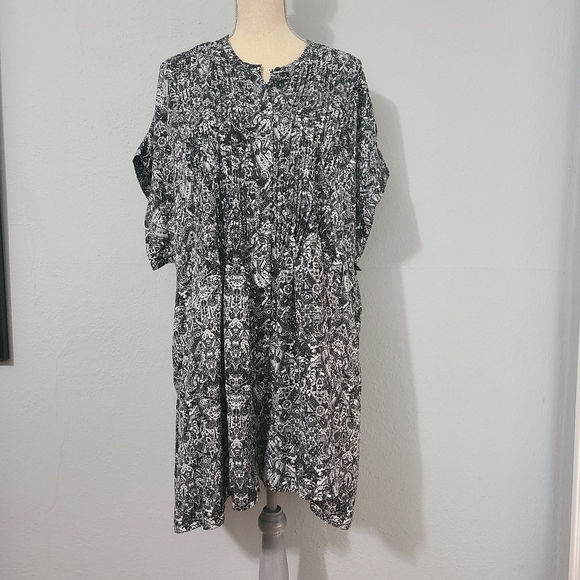 IRO Women's Delilah Black and White Pleated Front Babydoll Dress Size 42‎ or XL - Picture 1 of 11